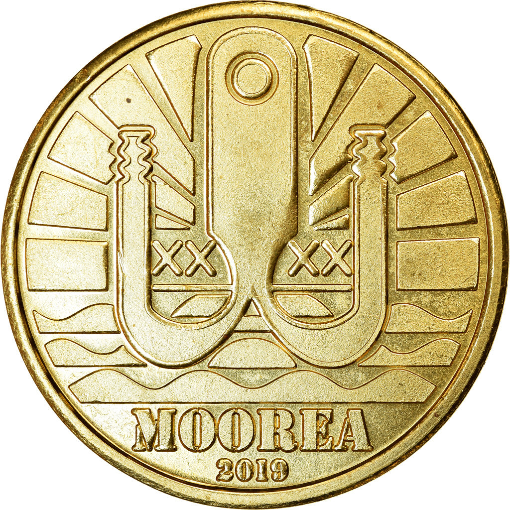 Coin, French Polynesia, Dollar, 2019, Moorea - Orque, MS(63), Brass