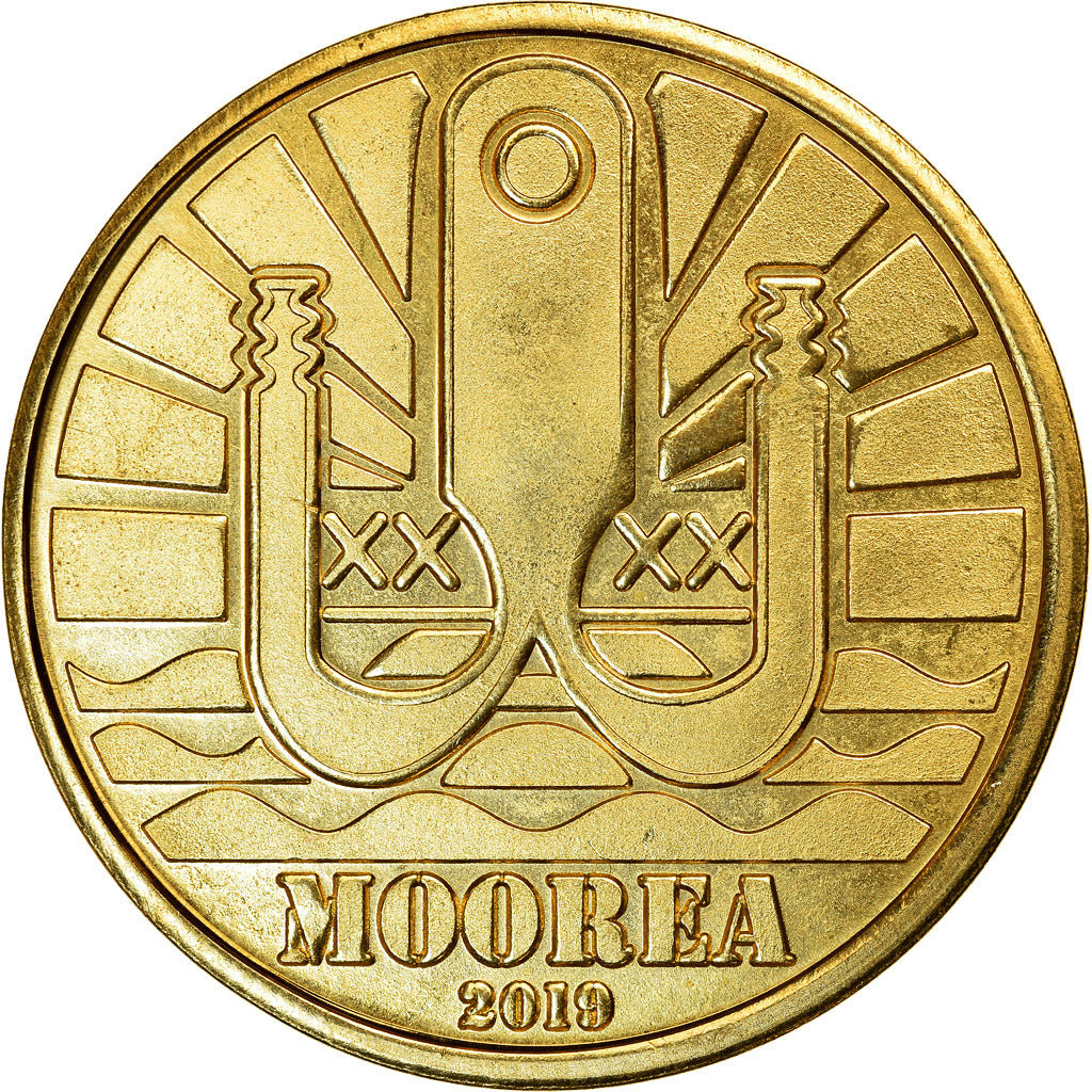 Coin, French Polynesia, Dollar, 2019, Moorea - Orque, MS(63), Brass