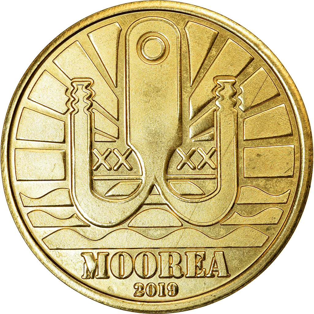 Coin, French Polynesia, Dollar, 2019, Moorea - Orque, MS(63), Brass