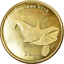 Coin, French Polynesia, Dollar, 2019, Moorea - Orque, MS(63), Brass