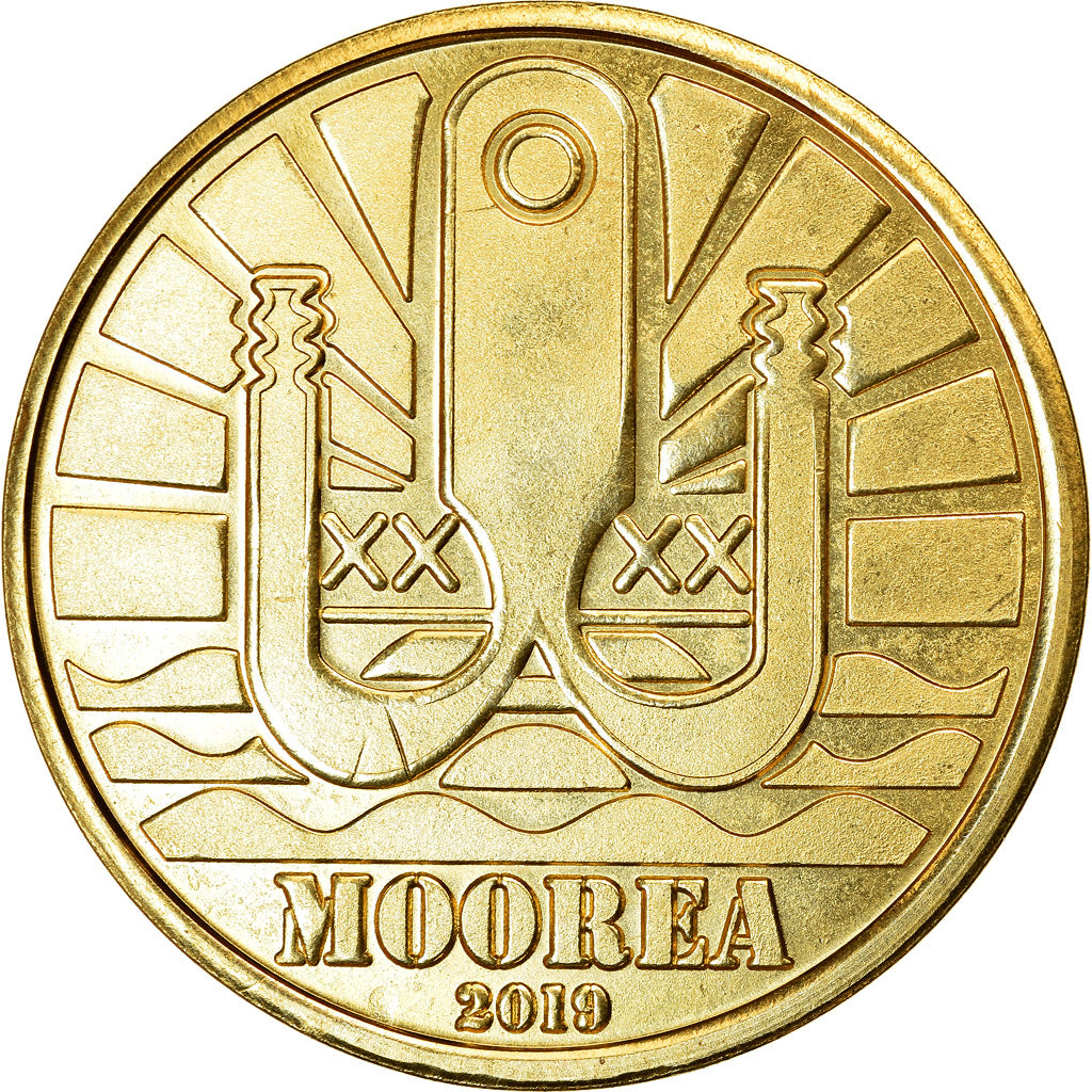 Coin, French Polynesia, Dollar, 2019, Moorea - Orque, MS(63), Brass