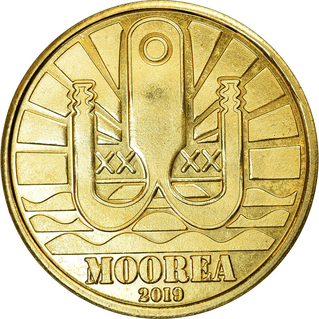 Coin, French Polynesia, Dollar, 2019, Moorea - Grand requin blanc, MS(63), Brass