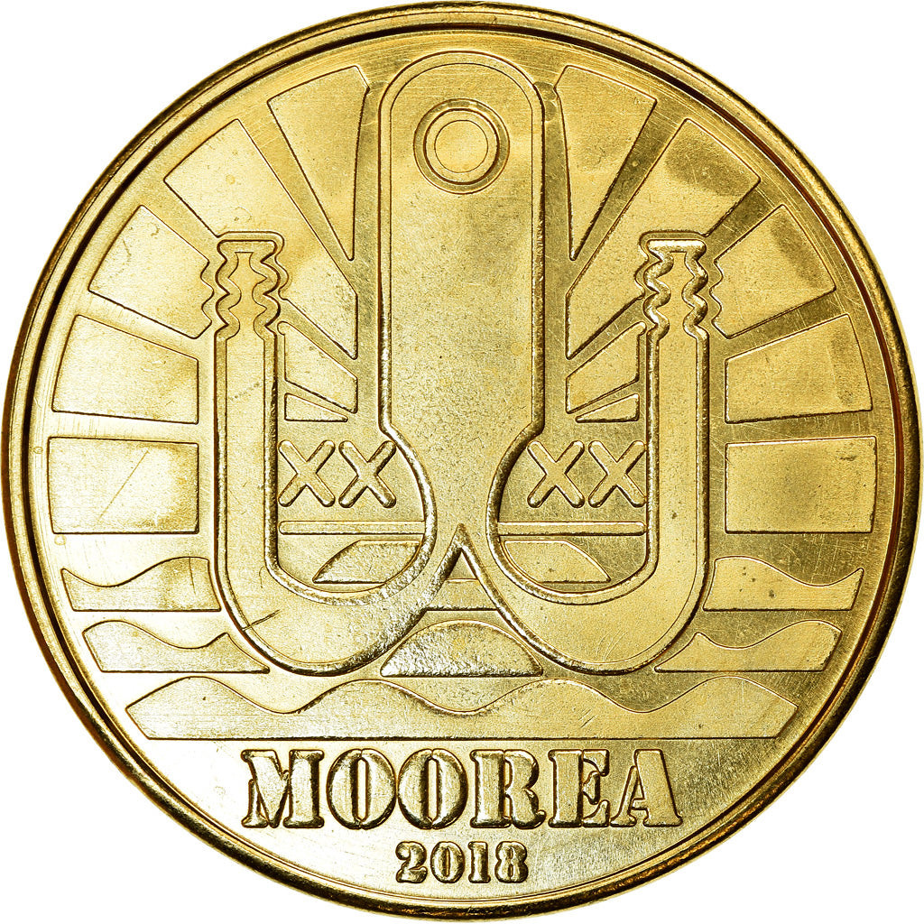 Coin, French Polynesia, Dollar, 2018, Moorea - Nautilus, MS(63), Brass