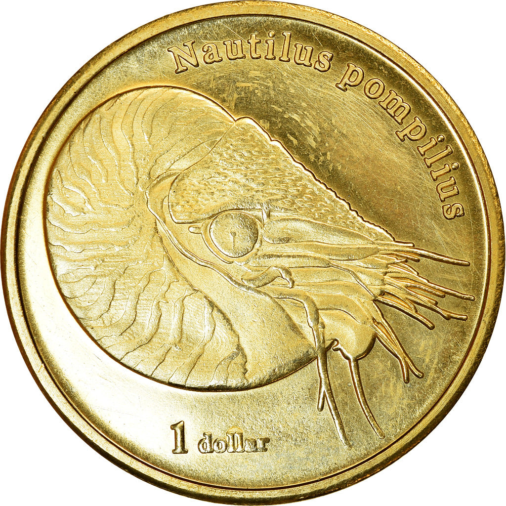 Moneta, Polinesia francese, Dollar, 2018, Moorea - Nautilus, SPL, Ottone
