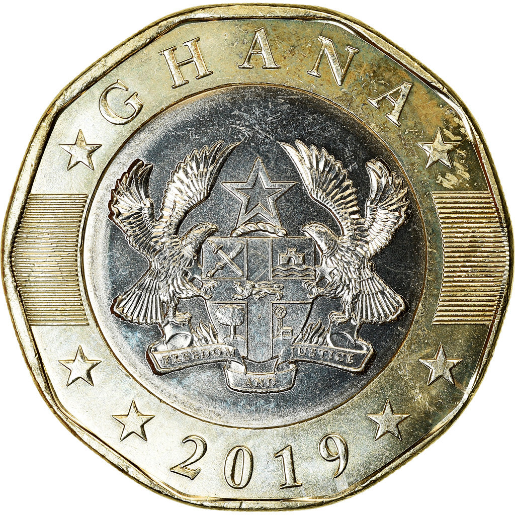 Moeda, Gana, 2 Cedis, 2019, MS(63), Bimetálico