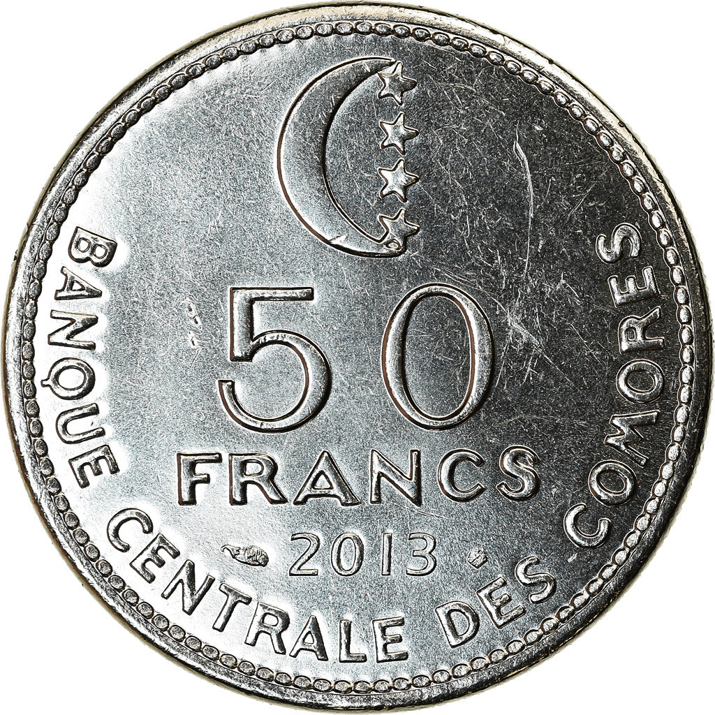 Coin, Comoros, 50 Francs, 2013, Paris, MS(63), Stainless Steel, KM:16a
