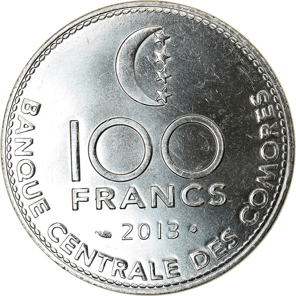 Coin, Comoros, 100 Francs, 2013, Paris, MS(63), Stainless Steel, KM:18a