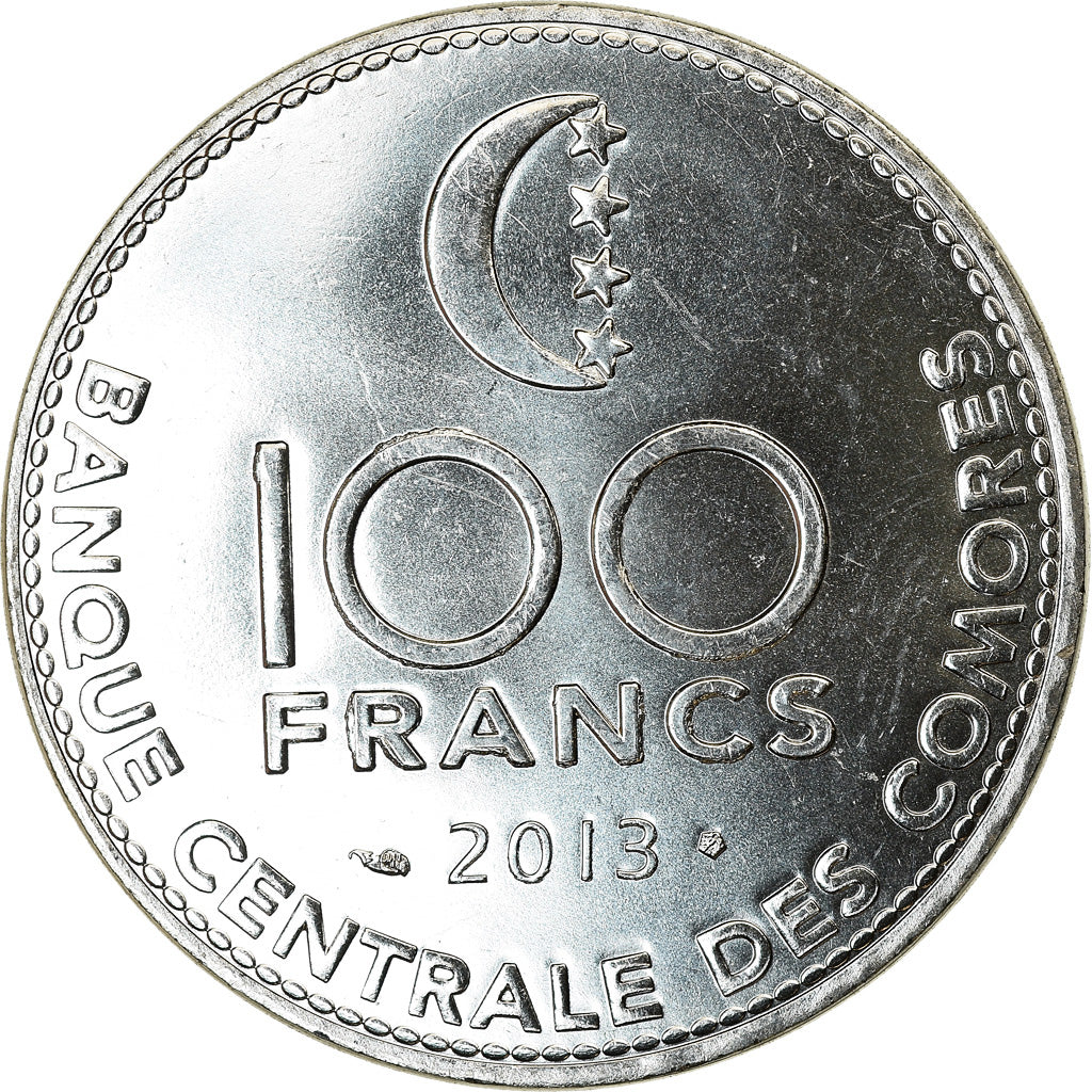Coin, Comoros, 100 Francs, 2013, Paris, MS(63), Stainless Steel, KM:18a