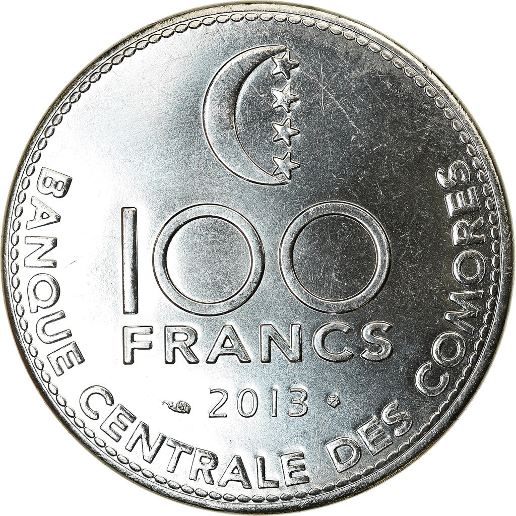 Coin, Comoros, 100 Francs, 2013, Paris, MS(63), Stainless Steel, KM:18a