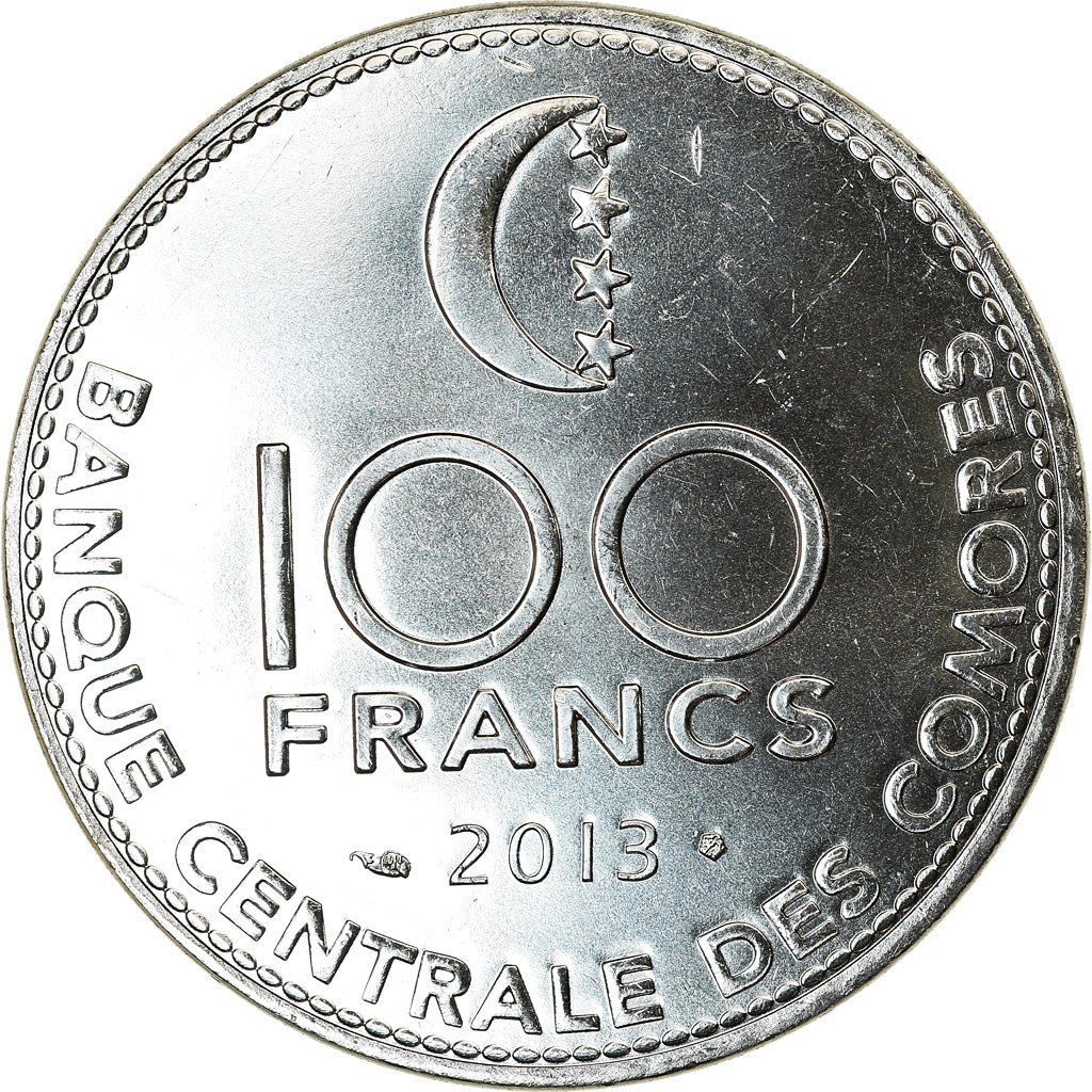 Coin, Comoros, 100 Francs, 2013, Paris, MS(63), Stainless Steel, KM:18a