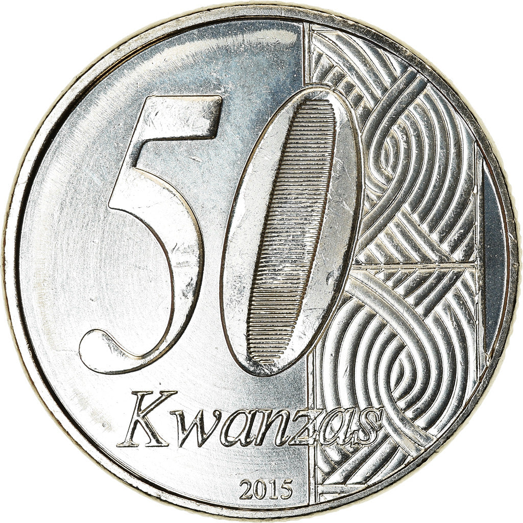 Moeda, Angola, 50 Kwanzas, 2015, MS(63), Aço Revestido a Níquel, KM:112