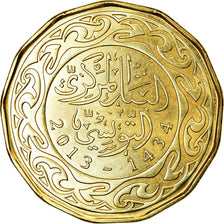 Coin, Tunisia, 200 Millim, 2013/AH1434, Paris, MS(63), Bronze, KM:309
