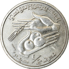 Coin, Tunisia, 1/2 Dinar, 2013/AH1434, Paris, MS(63), Cupro-nickel, KM:346
