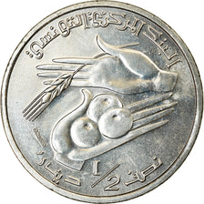Coin, Tunisia, 1/2 Dinar, 2013/AH1434, Paris, MS(63), Cupro-nickel, KM:346