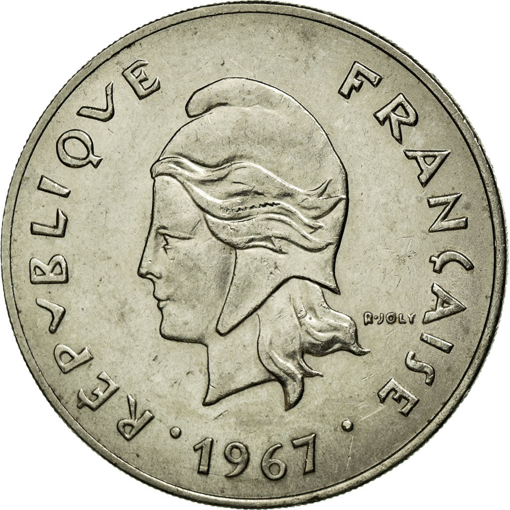 Coin, New Caledonia, 50 Francs, 1967, Paris, AU(50-53), Nickel, KM:7