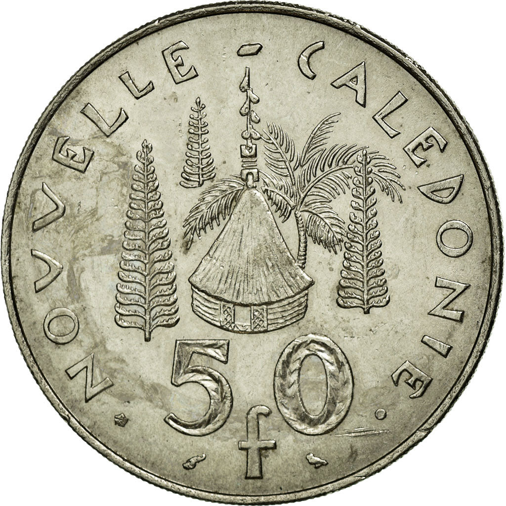 Coin, New Caledonia, 50 Francs, 1967, Paris, AU(50-53), Nickel, KM:7