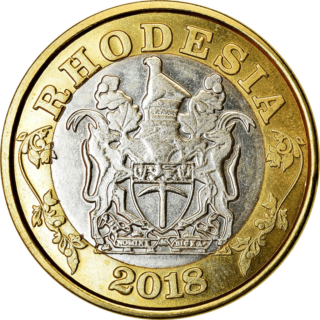 Coin, Rhodesia, 5 Dollars, 2018, British Royal Mint, MS(63), Bi-Metallic