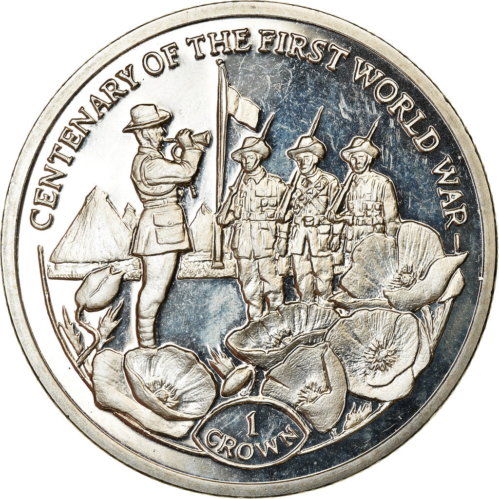 Coin, Ascension Island, Crown, 2018, Pobjoy Mint, Centenaire de la 1ère guerre