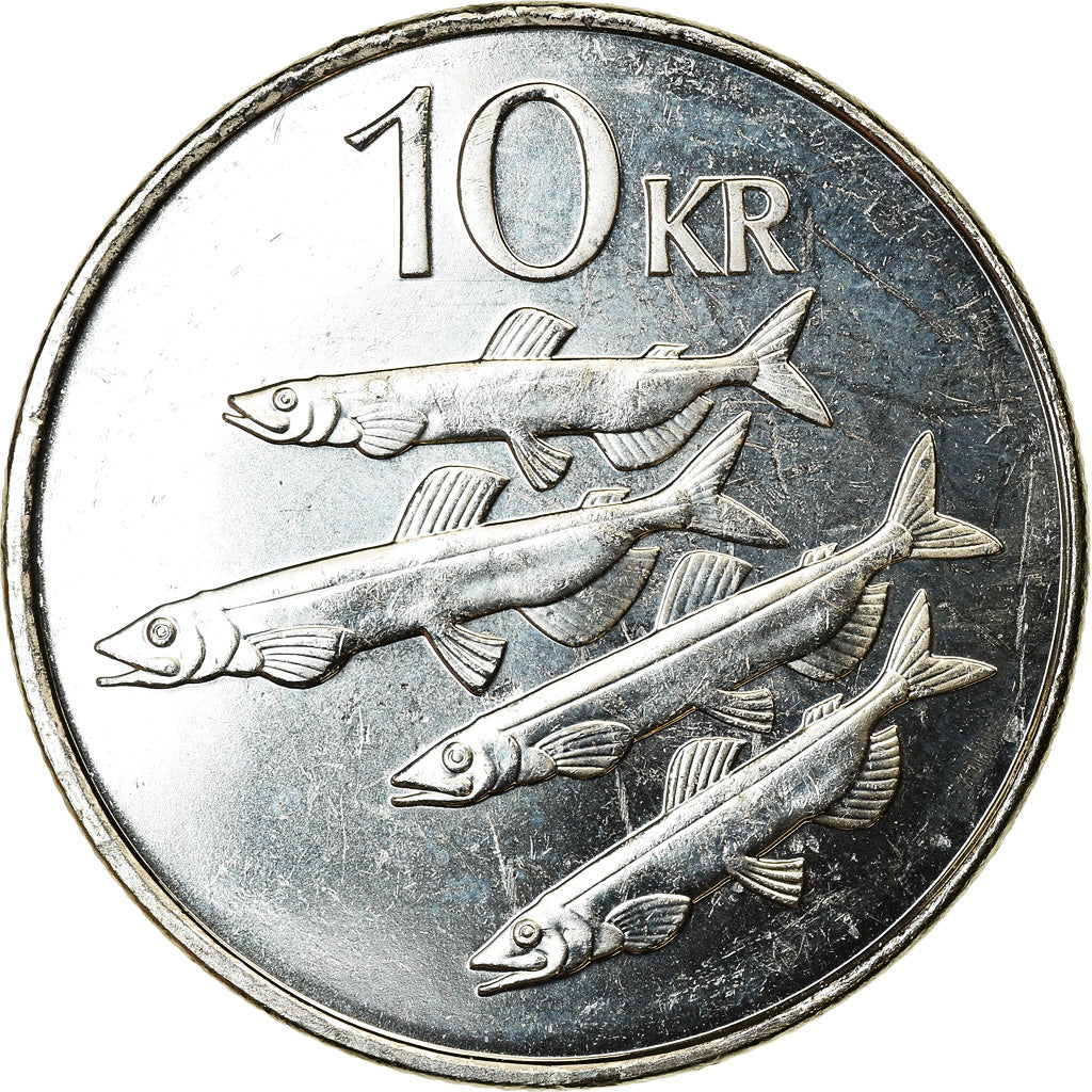 Coin, Iceland, 10 Kronur, 2008, MS(63), Nickel plated steel, KM:29.1a