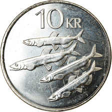 Coin, Iceland, 10 Kronur, 2008, MS(63), Nickel plated steel, KM:29.1a