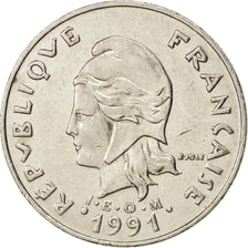 Moneta, Nuova Caledonia, 20 Francs, 1991, Paris, BB+, Nichel, KM:12