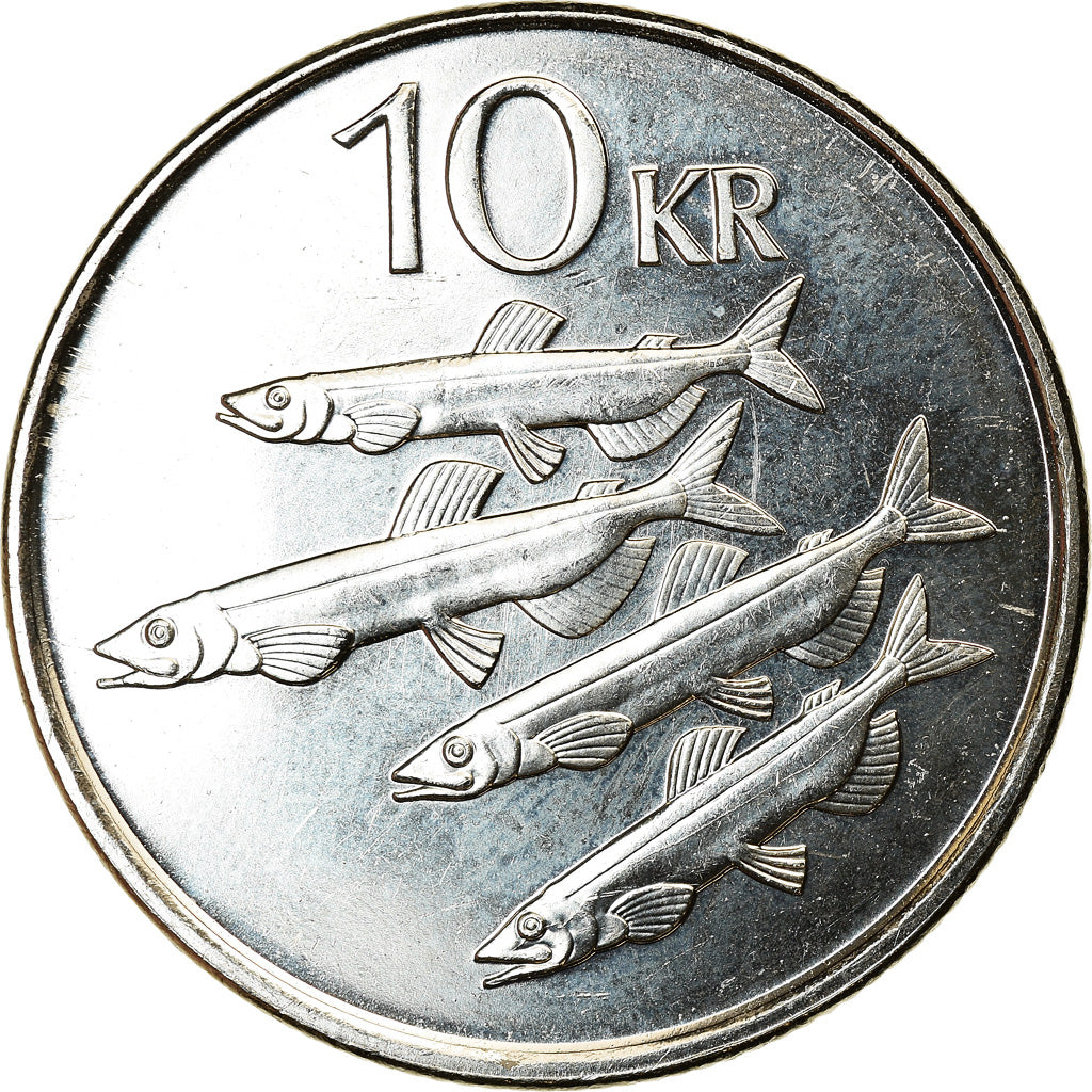 Coin, Iceland, 10 Kronur, 2004, MS(63), Nickel plated steel, KM:29.1a