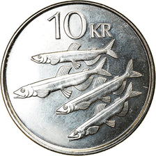 Coin, Iceland, 10 Kronur, 2004, MS(63), Nickel plated steel, KM:29.1a