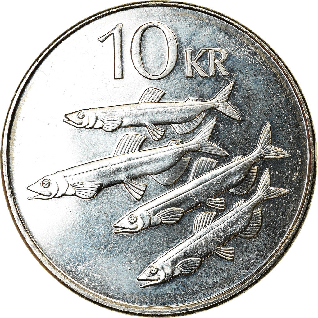 Coin, Iceland, 10 Kronur, 2004, MS(63), Nickel plated steel, KM:29.1a