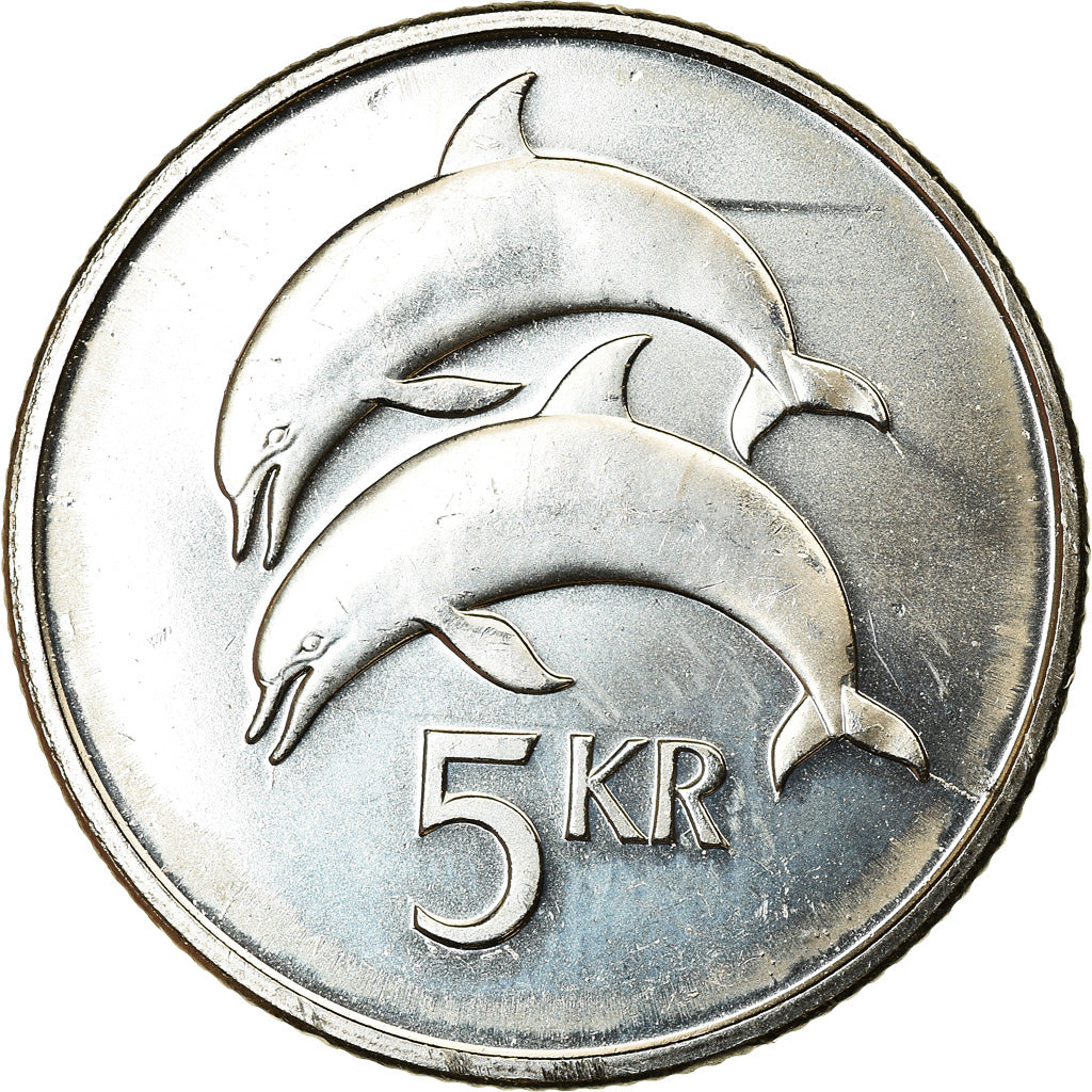 Munten, IJsland, 5 Kronur, 1999, UNC-, Nickel plated steel, KM:28a