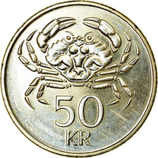 Moneta, Islandia, 50 Kronur, 2005, MS(63), Mosiądz niklowy, KM:31