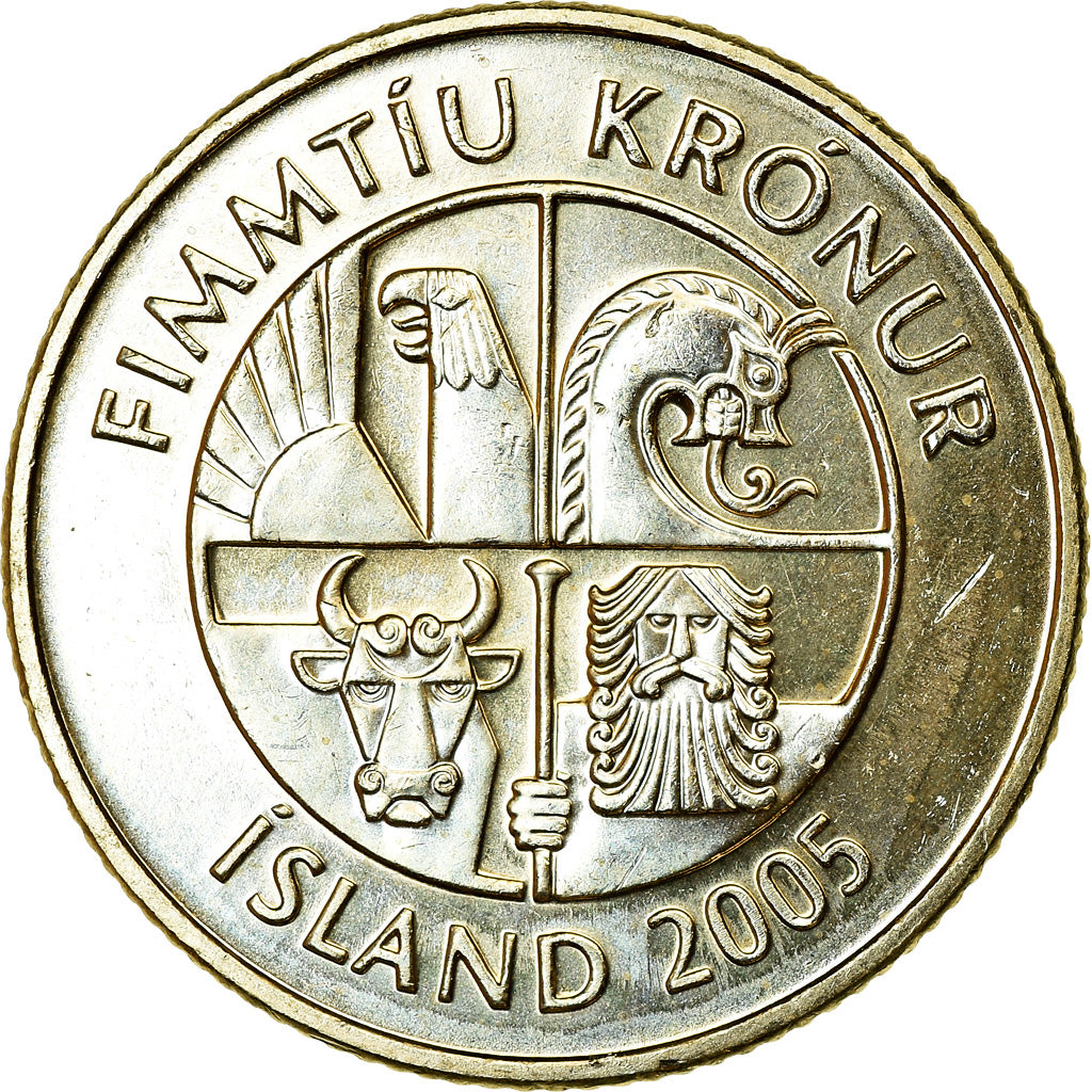 Coin, Iceland, 50 Kronur, 2005, MS(63), Nickel-brass, KM:31