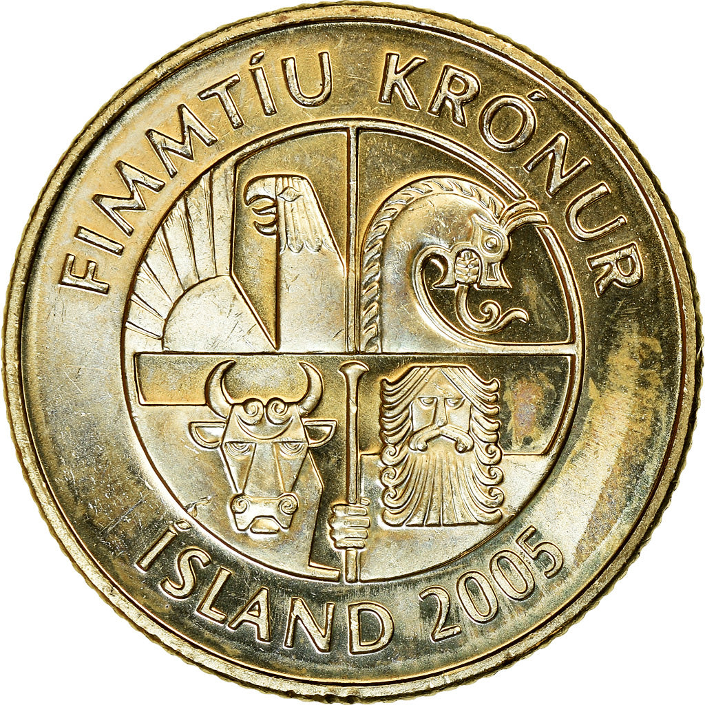 Coin, Iceland, 50 Kronur, 2005, MS(63), Nickel-brass, KM:31