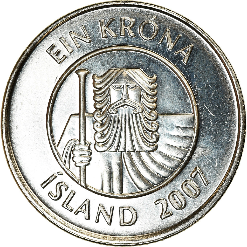Coin, Iceland, Krona, 2007, MS(63), Nickel plated steel, KM:27A