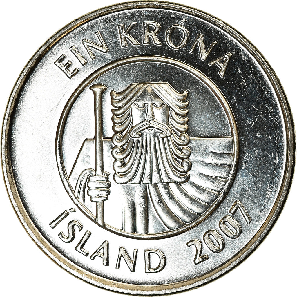 Munten, IJsland, Krona, 2007, UNC-, Nickel plated steel, KM:27A