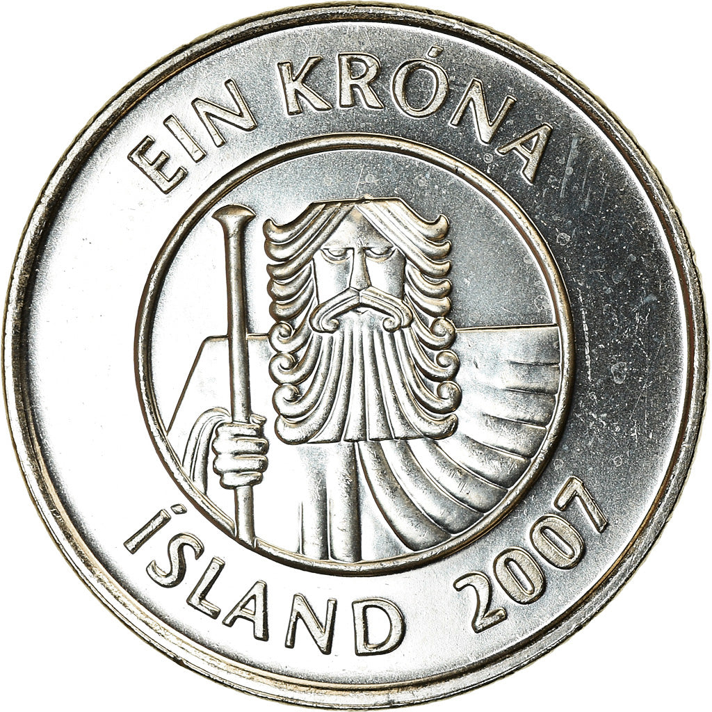 Coin, Iceland, Krona, 2007, MS(63), Nickel plated steel, KM:27A