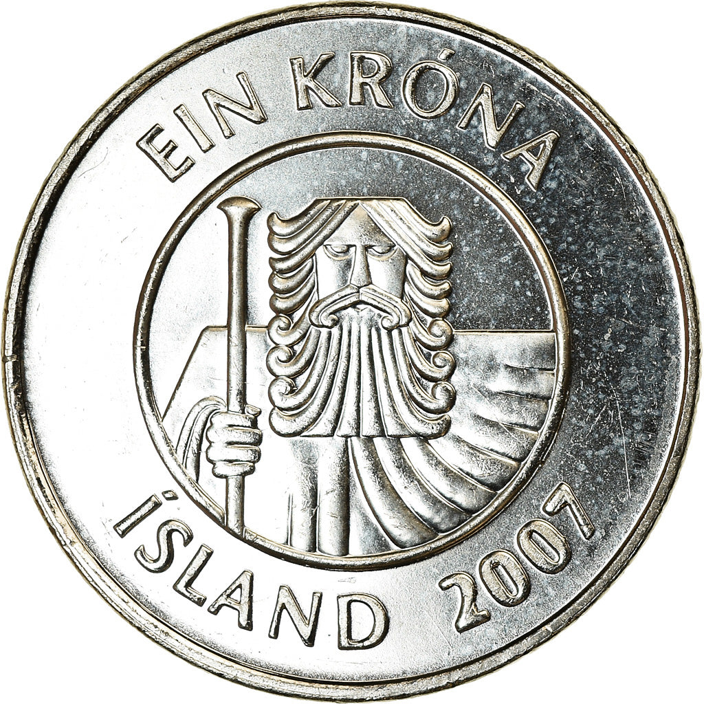 Munten, IJsland, Krona, 2007, UNC-, Nickel plated steel, KM:27A