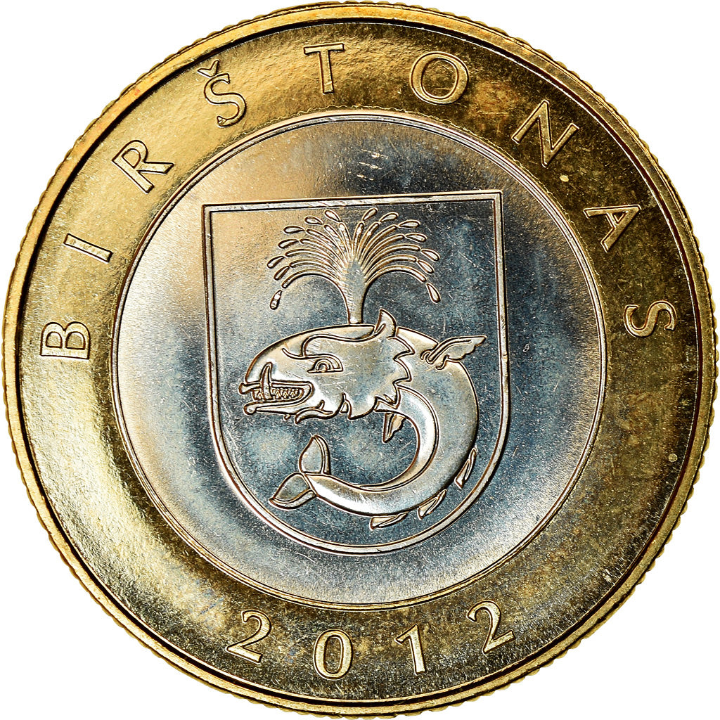Moneta, Lituania, 2 Litai, 2012, Birštonas, SPL, Bi-metallico, KM:183.1