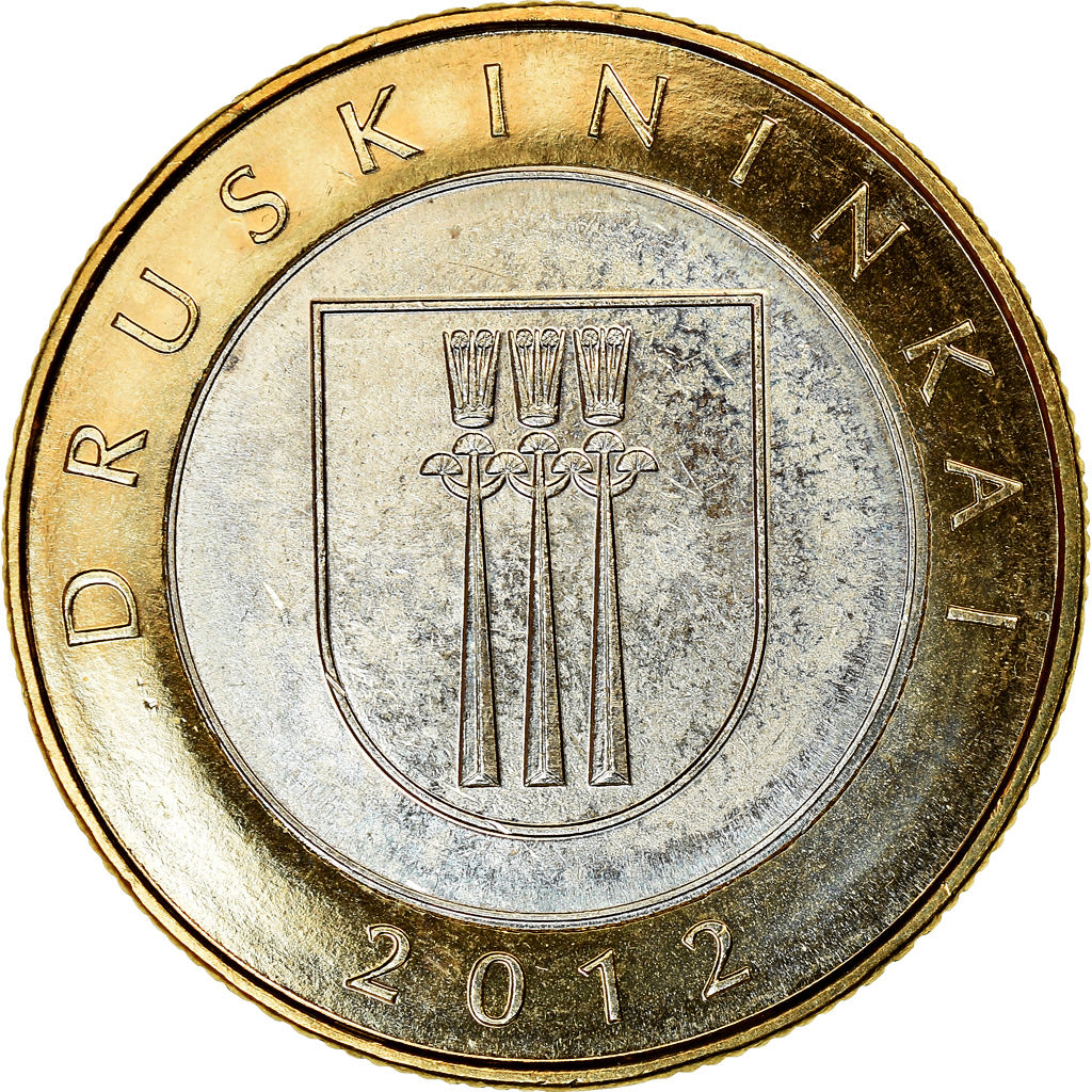 Coin, Lithuania, 2 Litai, 2012, Druskininkai, MS(63), Bi-Metallic, KM:184.1