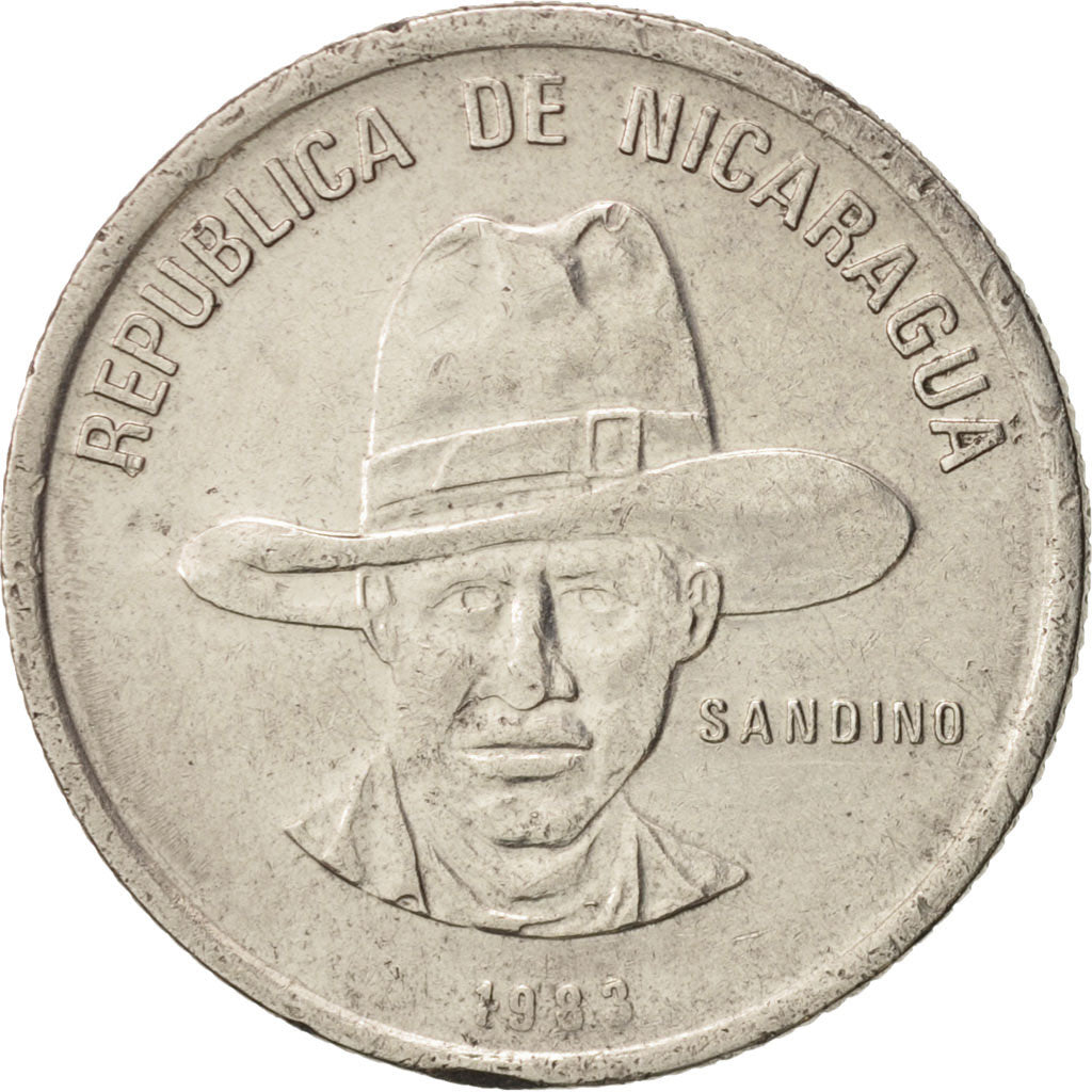 Nicaragua, 50 Centavos, 1983, BB+, Acciaio ricoperto in nichel, KM:42a