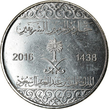 Coin, Saudi Arabia, 10 Halalas, 2016/AH1438, MS(63), Nickel plated steel, KM:75