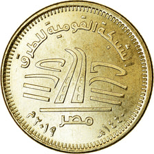 Coin, Egypt, 50 Piastres, 2019/AH1440, Réseau routier, MS(63), Brass plated
