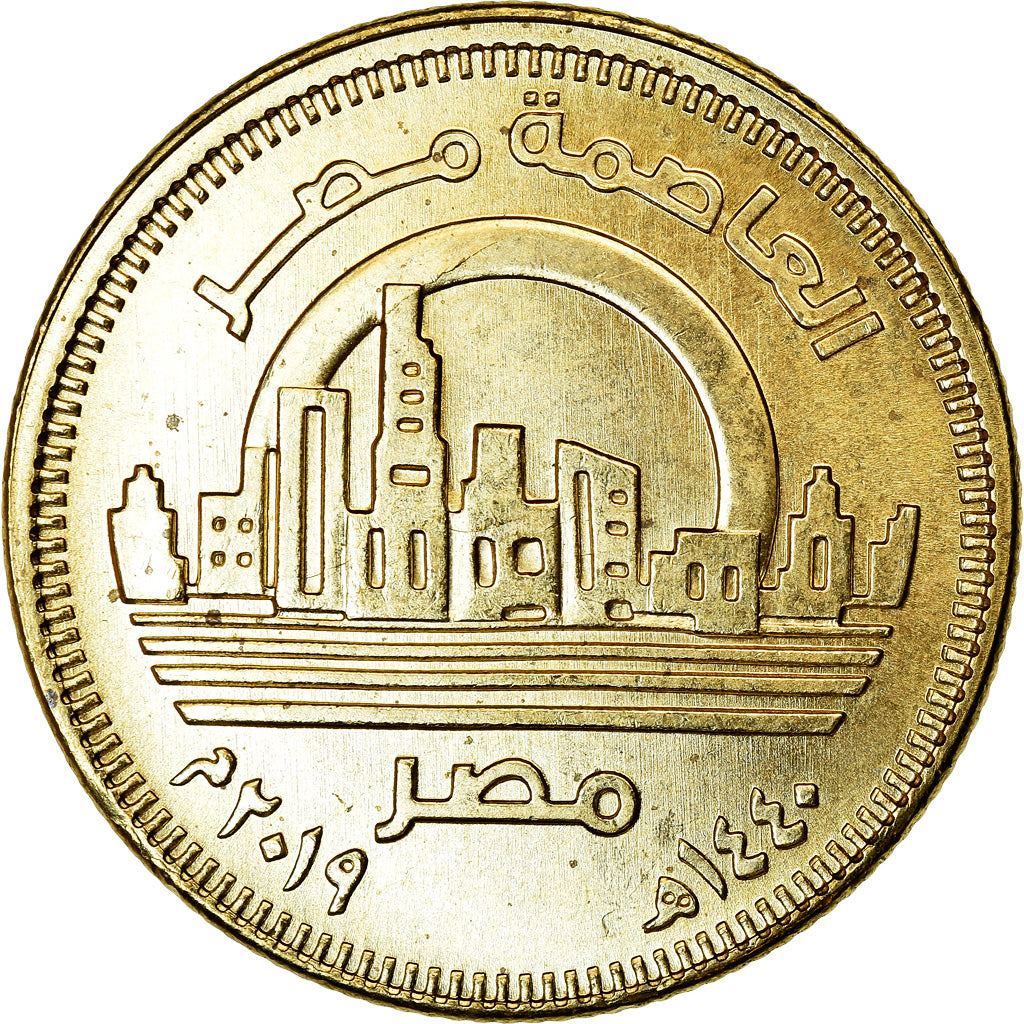 Coin, Egypt, 50 Piastres, 2019/AH1440, Nouvelle capitale, MS(63), Brass plated