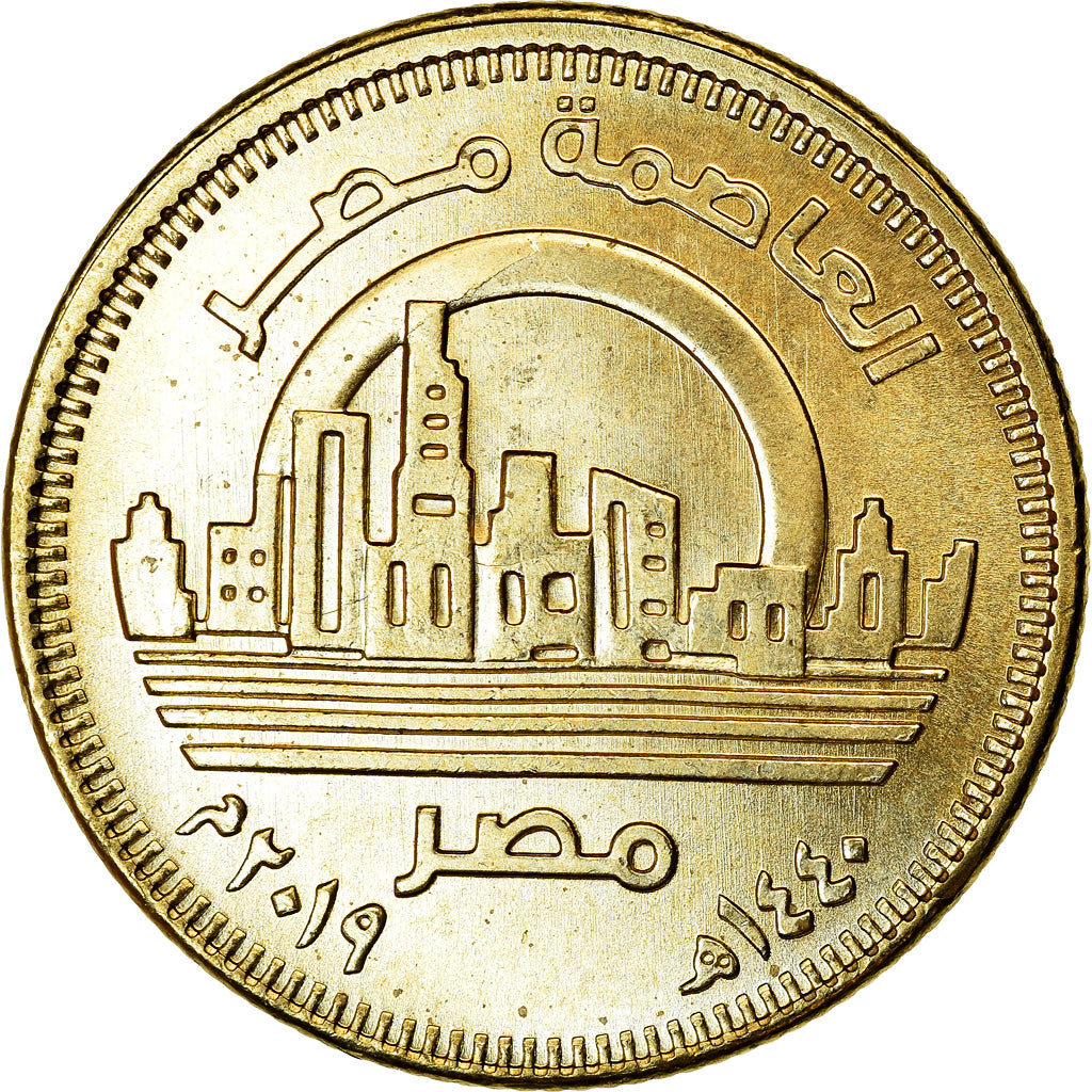 Coin, Egypt, 50 Piastres, 2019/AH1440, Nouvelle capitale, MS(63), Brass plated