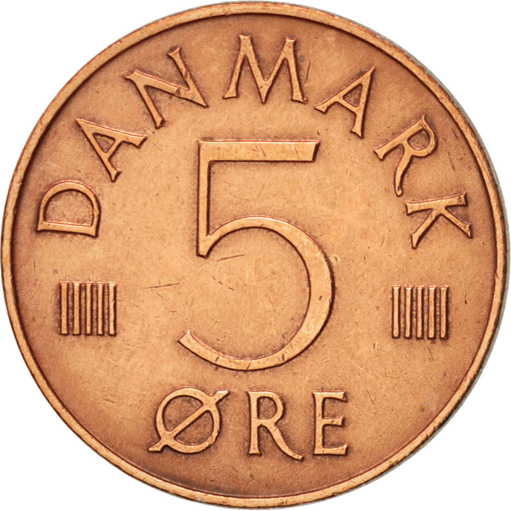 Denmark, Margrethe II, 5 Öre,1980,Copenhagen,AU(50-53),Copper Clad Iron,KM 859.2