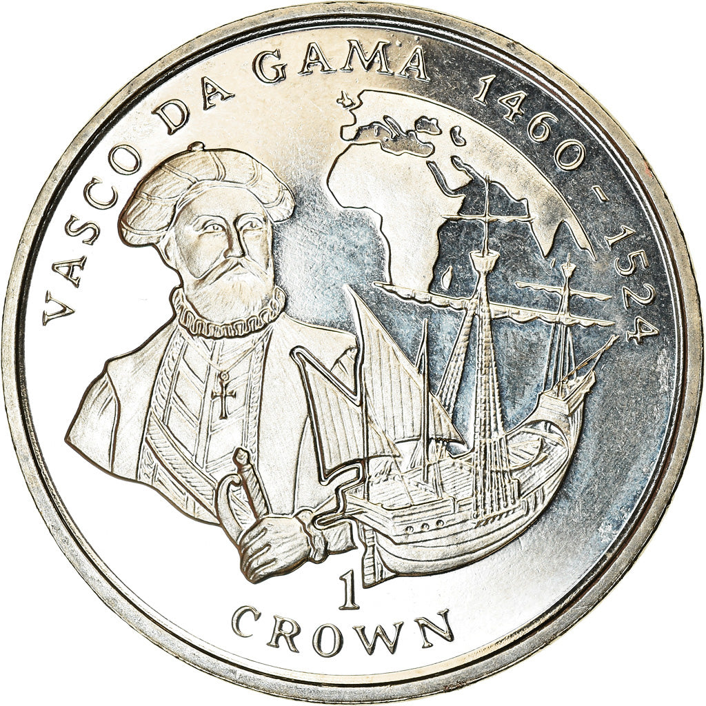 Coin, Isle of Man, Crown, 1998, Pobjoy Mint, Vasco de Gama, MS(63)