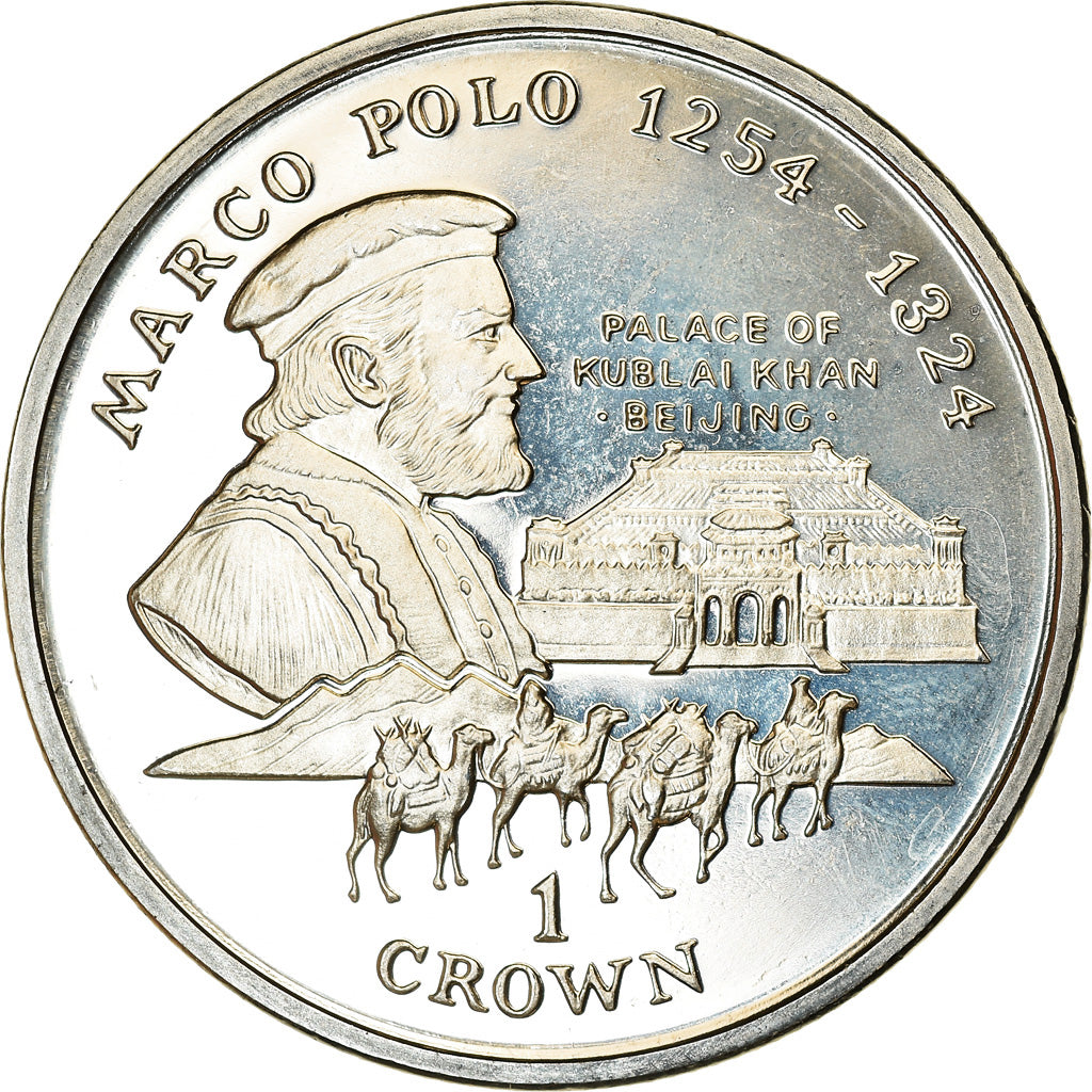 Coin, Isle of Man, Crown, 1998, Pobjoy Mint, Marco Polo, MS(63), Cupro-nickel