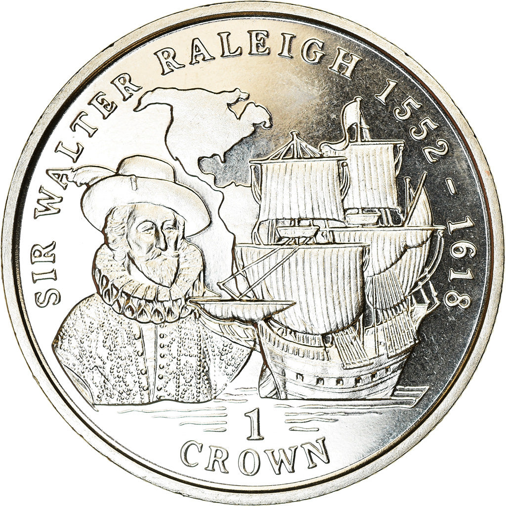 Coin, Isle of Man, Crown, 1999, Pobjoy Mint, Sir  Walter Raleigh, MS(63)