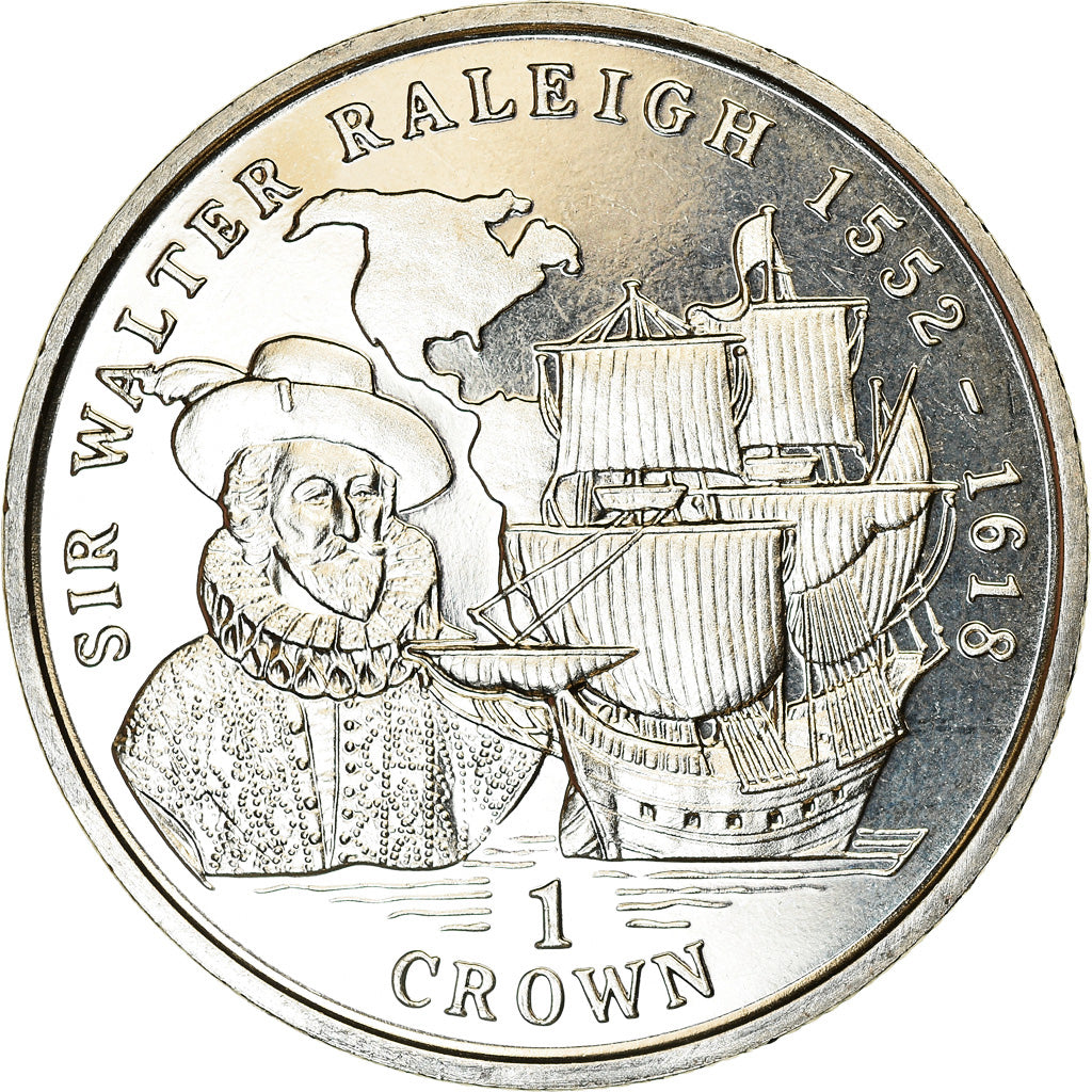 Coin, Isle of Man, Crown, 1999, Pobjoy Mint, Sir  Walter Raleigh, MS(63)