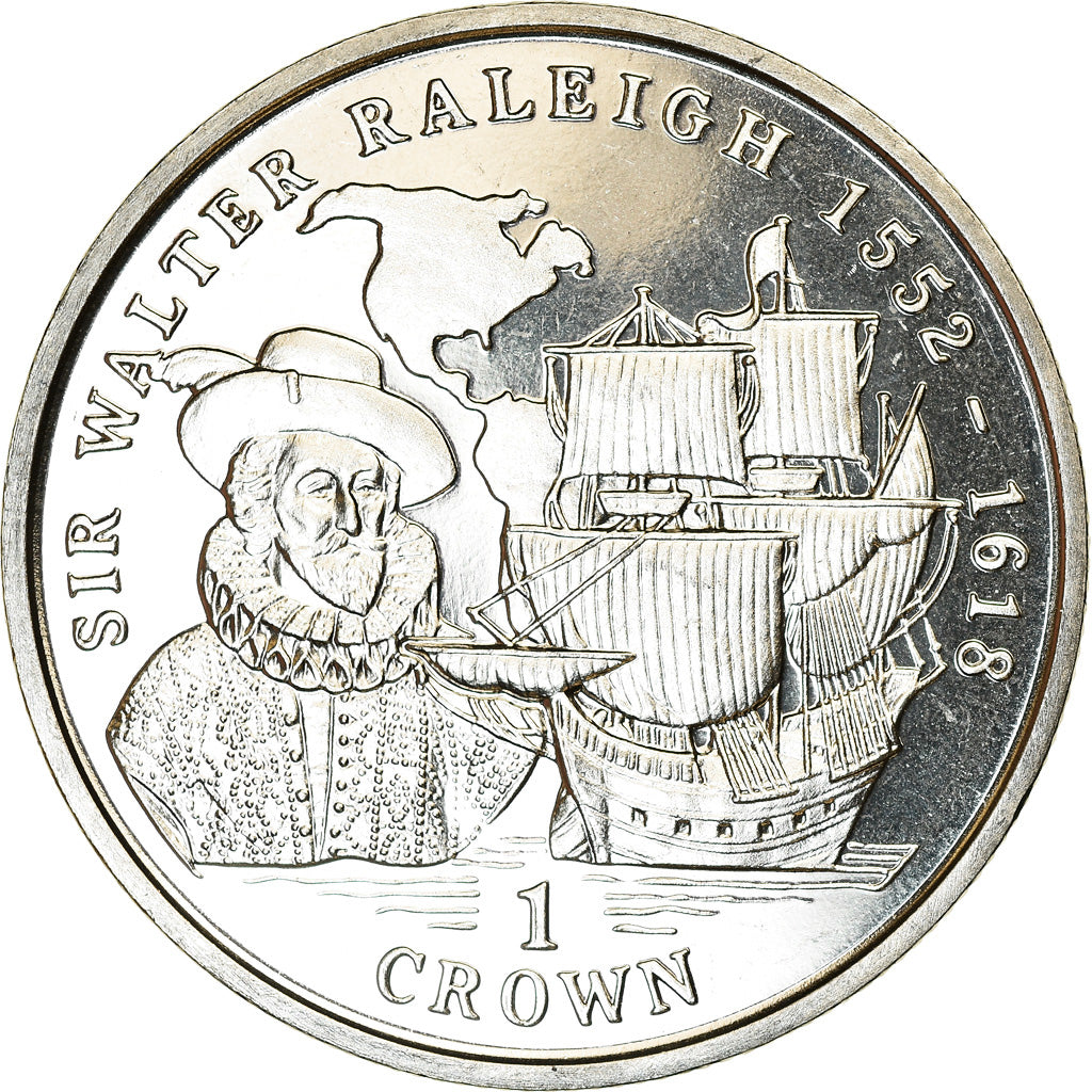 Coin, Isle of Man, Crown, 1999, Pobjoy Mint, Sir  Walter Raleigh, MS(63)