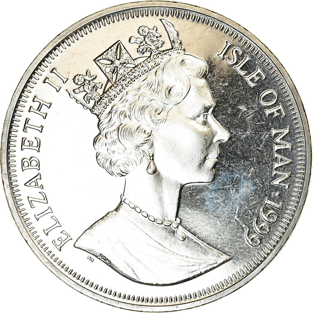 Moneda, Isla de Man, Crown, 1999, Pobjoy Mint, 1er homme sur la lune, SC